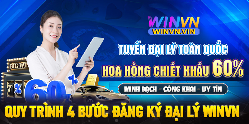 Cụ thể quy trình 4 bước đăng ký đại lý winvn vô cùng đơn giản 